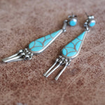 Vintage STerling Turquoise Inlay Earrings