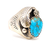 Vintage Sterling Turquoise Feather Ring 7.75
