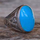 Vintage Sterling Easter Blue Turquoise Thunderbird Ring 9.5