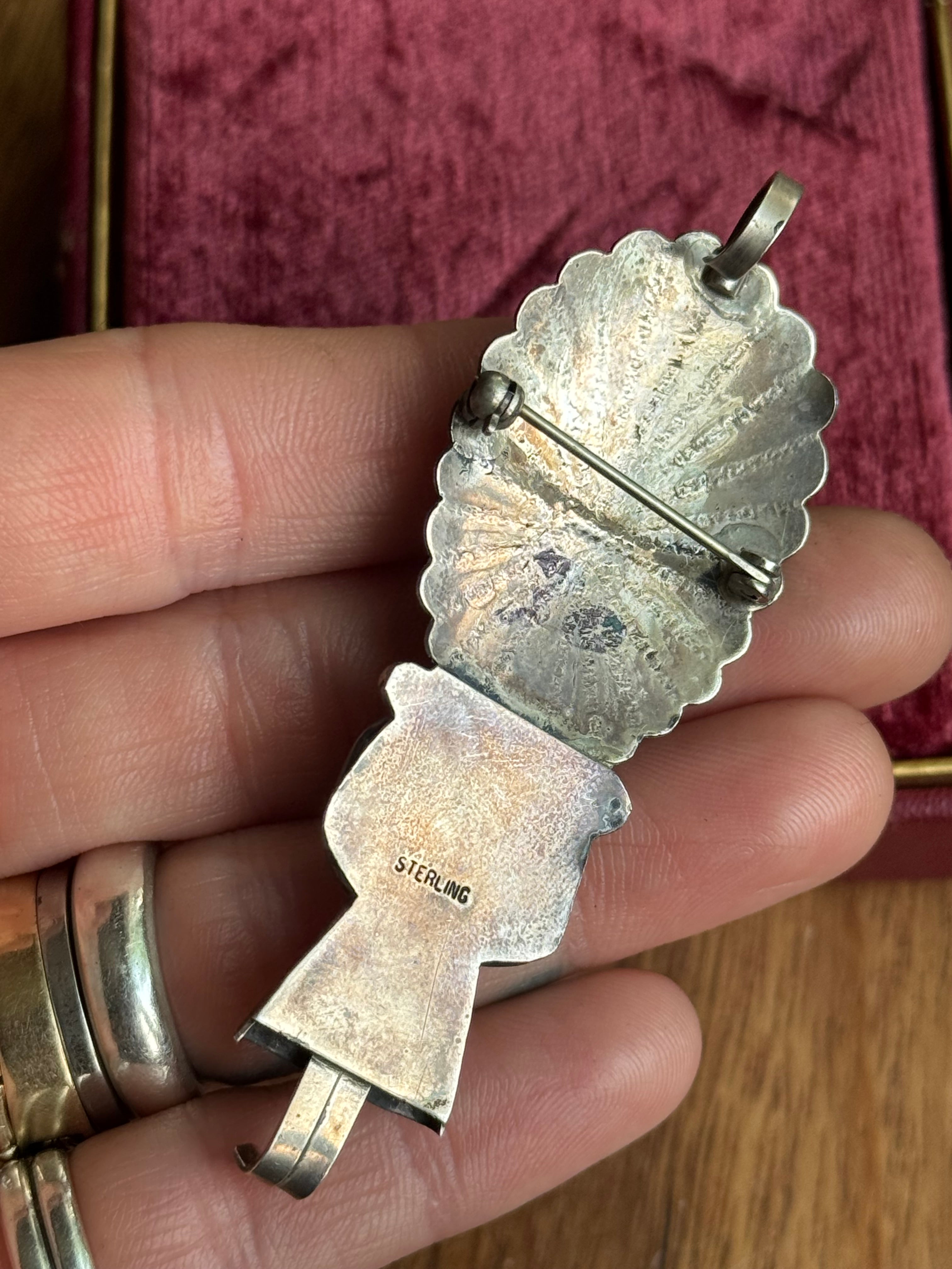 Vintage Sterling Silver Turquoise Kachina Pin/Pendant