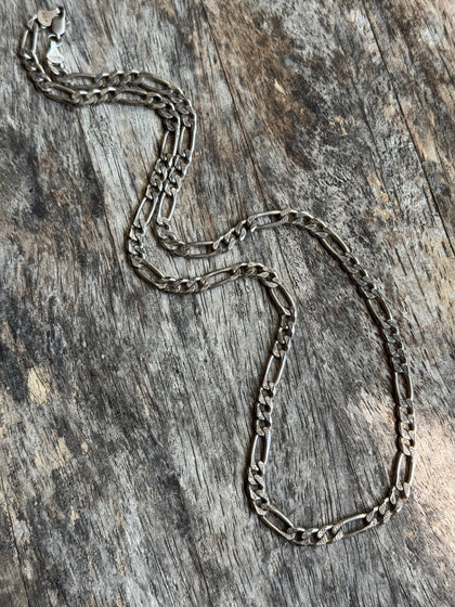 Vintage Sterling Silver Textured Figaro Chain