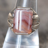 Vintage Sterling Agate Signet Ring 8.75