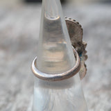 Vintage Sterling Turquoise and MOP Feather Ring 5.5