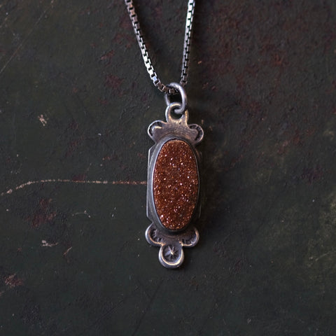 Vintage Sterling Goldstone Necklace