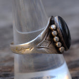 Vintage Sterling Hematite Stamped Cigar Band Ring 10