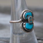 Vintage Sterling Effie Turquoise Snake Ring 6.75