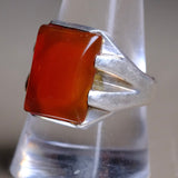 Vintage Sterling Red Agate Signet Ring 10.5