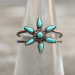 Vintage Sterling Turquoise Cluster Ring 5
