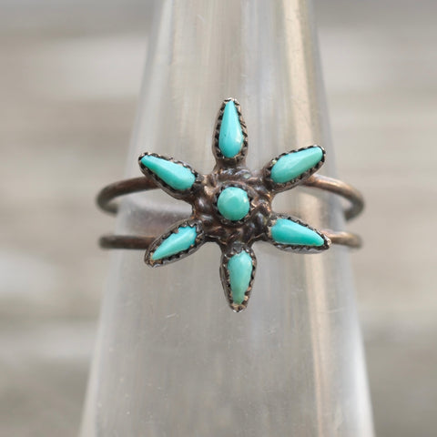 Vintage Sterling Turquoise Cluster Ring 5