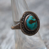Vintage Sterling Turquoise roper Ring 6.25