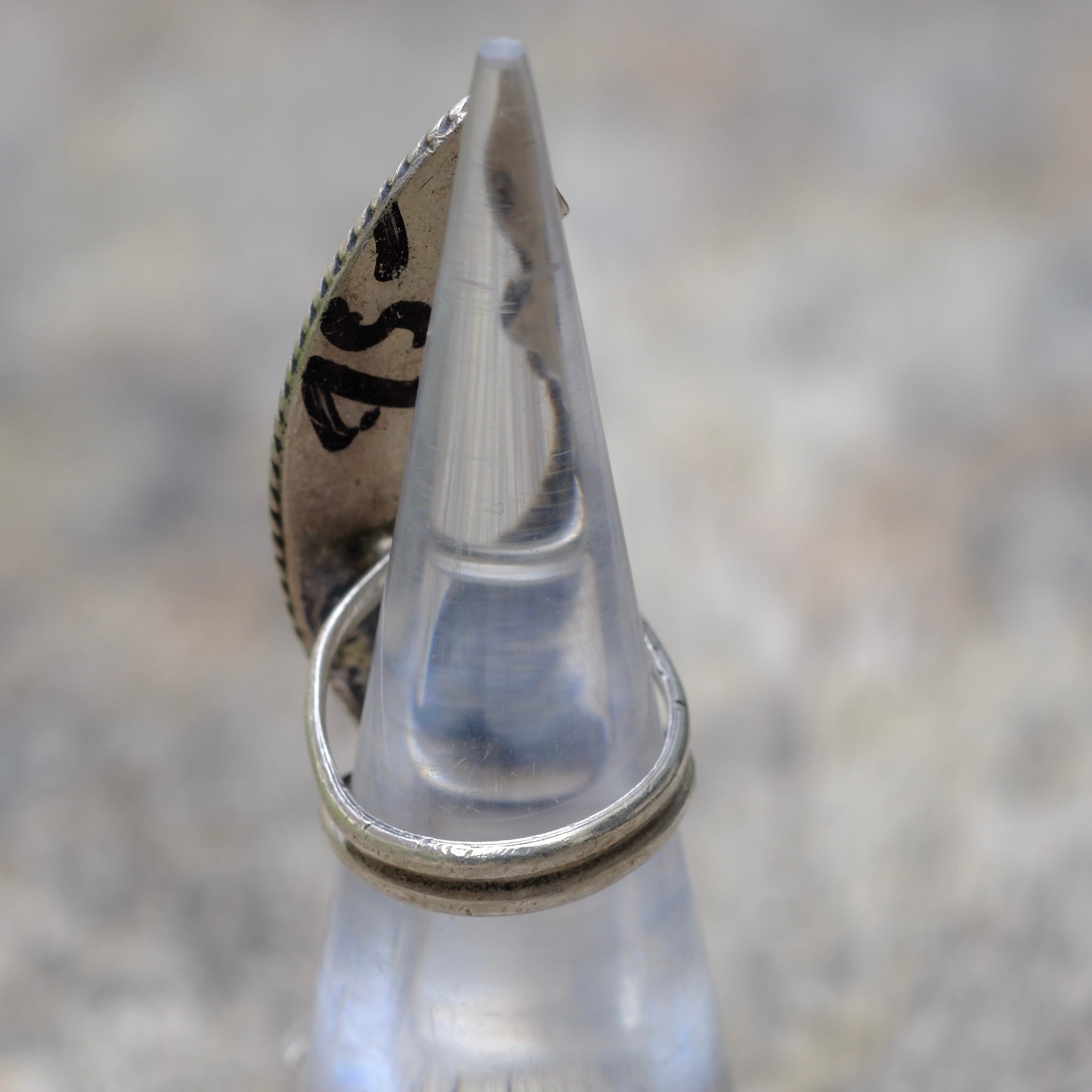 HUGE Vintage Sterling Inlay Ring 3.75