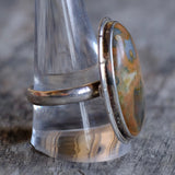 Vintage Sterling jasper Ring 10.75
