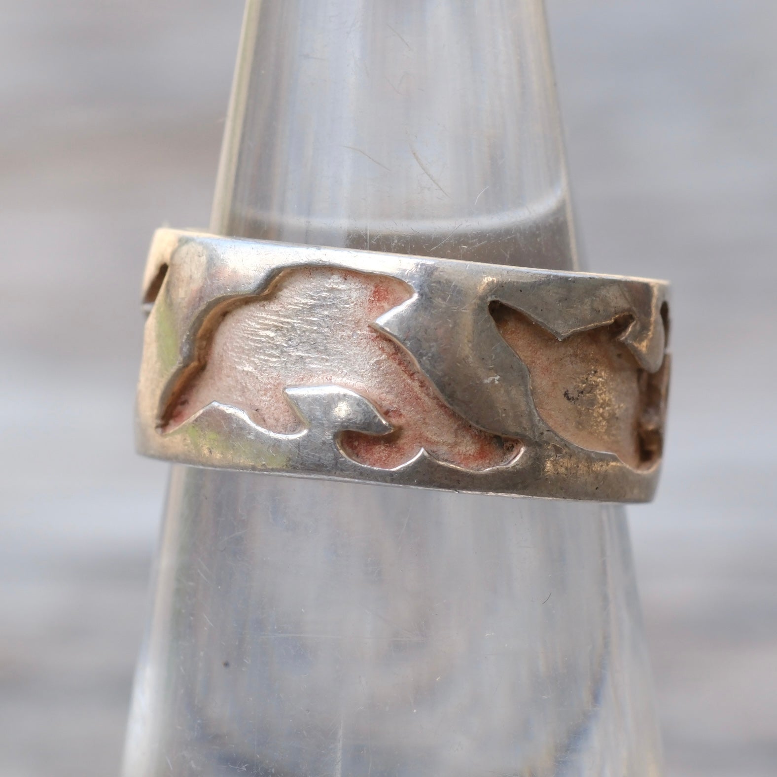 Vintage Sterling Dolphin Band Ring 5.5