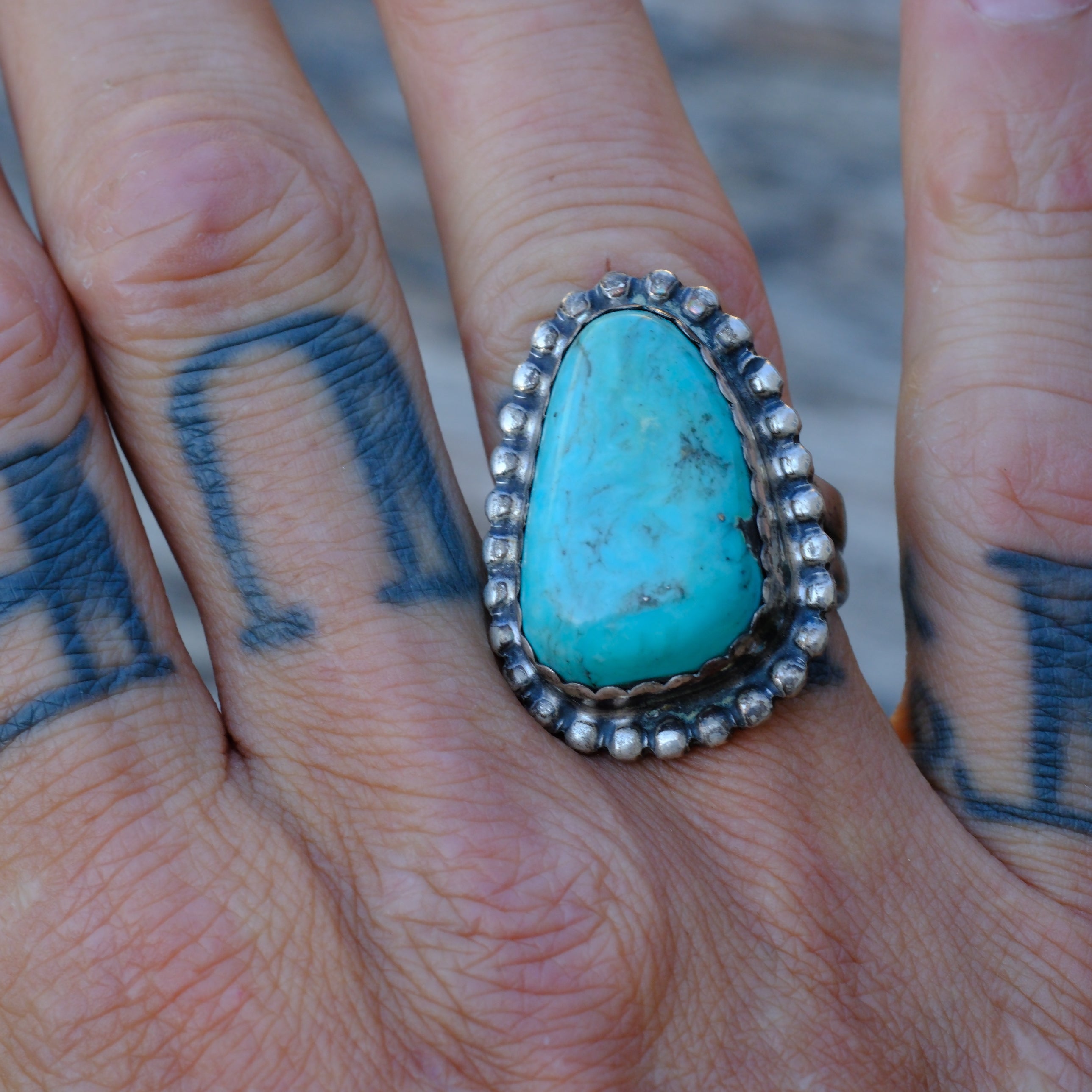 Vintage Sterling Turquoise Ring 9
