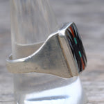 Vintage Sterling Zuni Inlay Dishta Ring 11