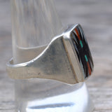 Vintage Sterling Zuni Inlay Dishta Ring 11