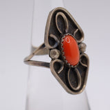 Vintage Sterling Coral Ring 5.5
