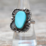 Vintage Sterling Turquoise Ring 7.75