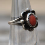 Vintage Sterling Coral Ring 4.75