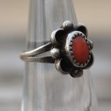 Vintage Sterling Coral Ring 4.75
