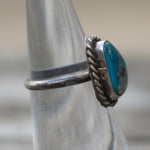 Vintage Sterling Turquoise Roper Ring 4.75