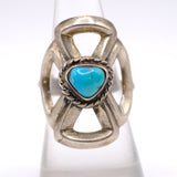 Vintage Sterling Turquoise Sandcast Ring 8
