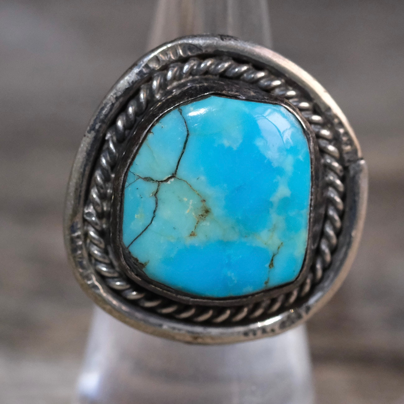 Vintage Sterling Turquoise Roper Ring 6