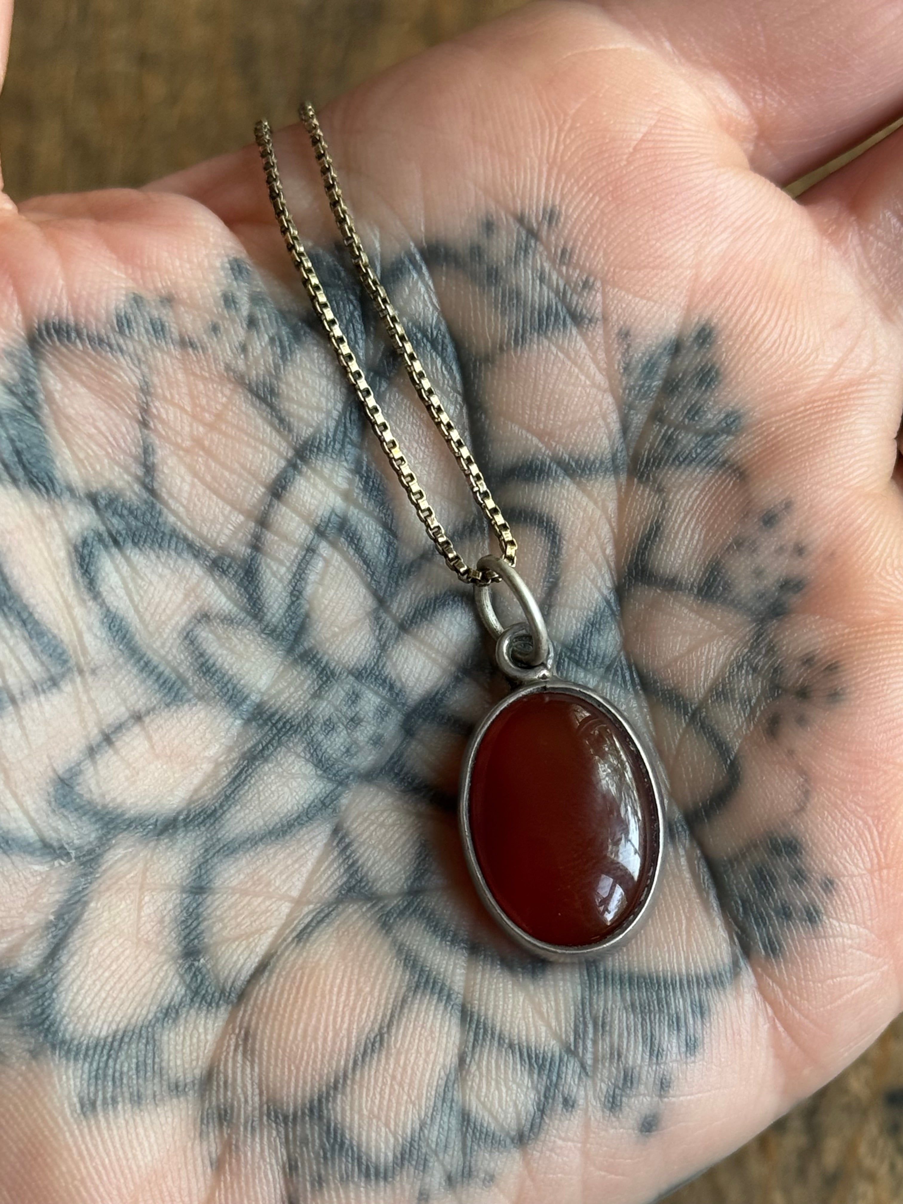 Vintage Sterling Silver Carnelian Necklace