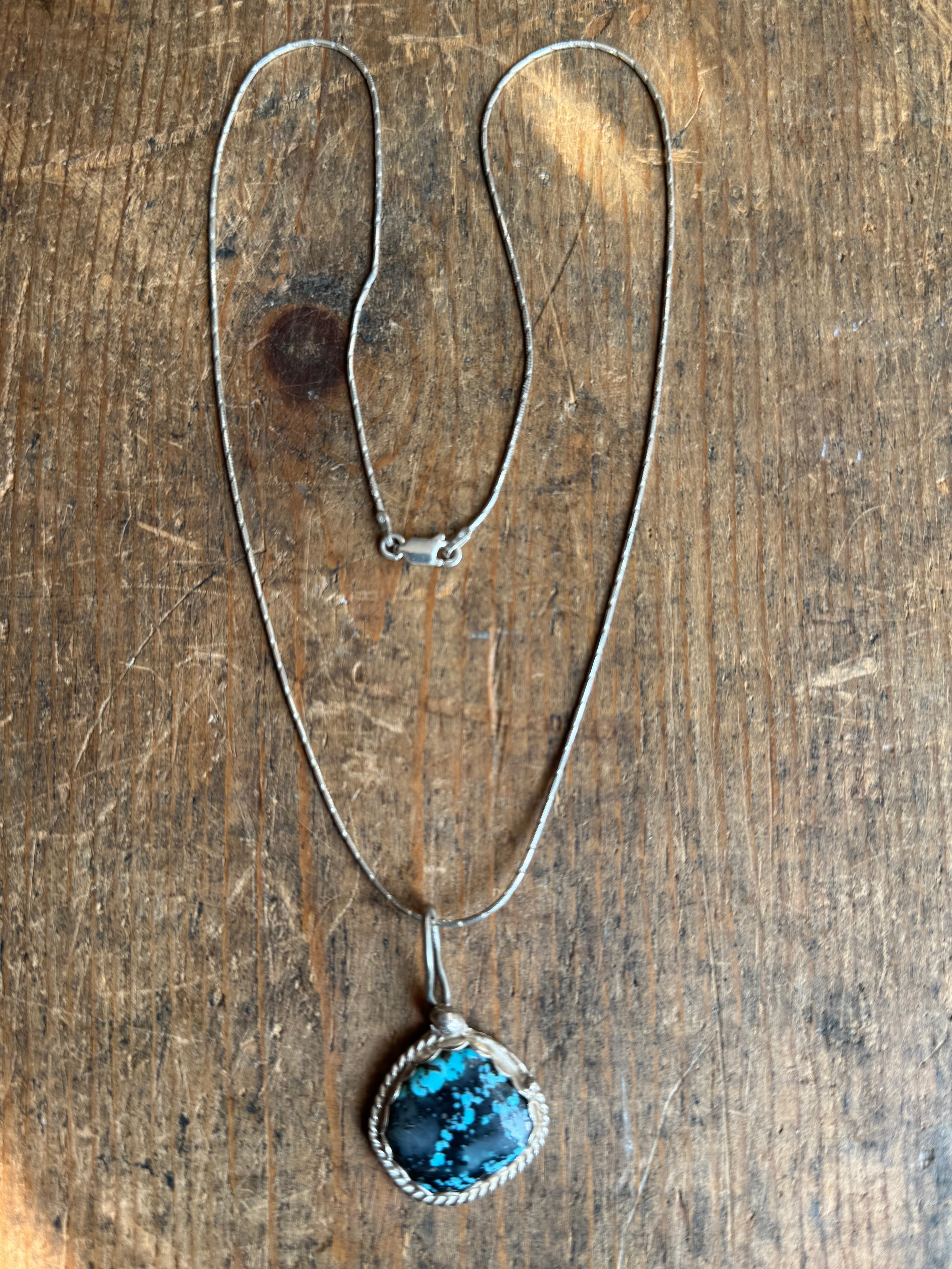 Vintage Sterling Silver Turquoise 20" Necklace