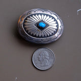 Vintage Sterling Turquoise Concho Ladies Belt Buckle