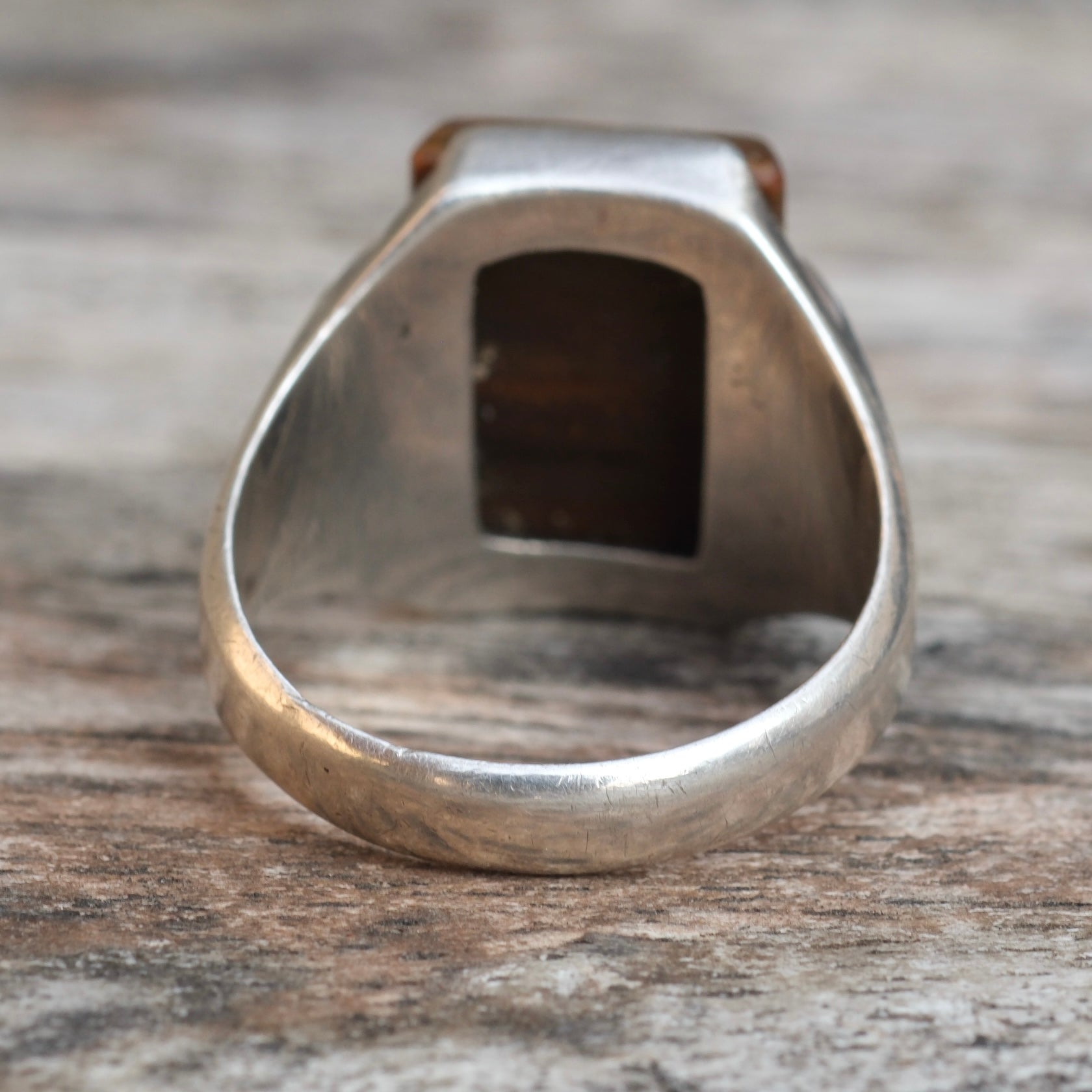 Vintage Sterling Tigers Eye Signet Ring 10.75