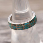 Vintage Sterling Turquoise Inlay Band 6.5