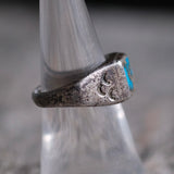 Vintage Sterling Turquoise Stamped Band Ring 7