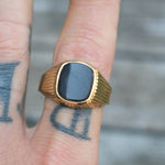 Vintage Gold Plated Onyx Signet Ring 12.5