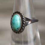 Vintage Sterling Turquoise Roper Ring 5.75