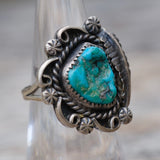 Vintage Sterling Turquoise Feather Ring 6