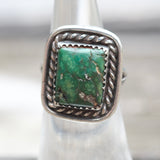 Vintage Sterling Turquoise Roper Ring 4.5