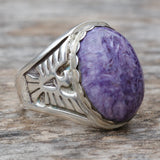 Vintage Sterling Charoite Thunderbird Ring 8