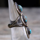 Vintage Sterling 3-Stone Turquoise Ring 4.5