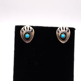 Vintage Sterling Turquoise Bear Paw Earrings