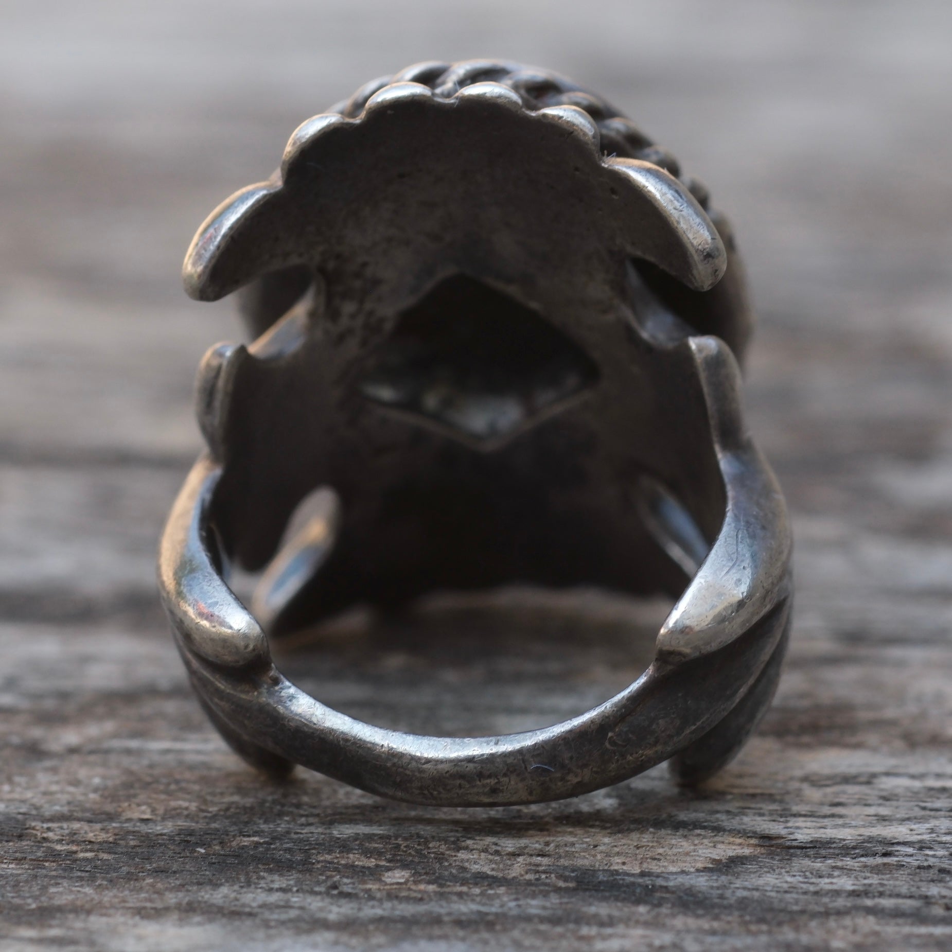 Vintage Sterling Turquoise Sandcast Ring 6