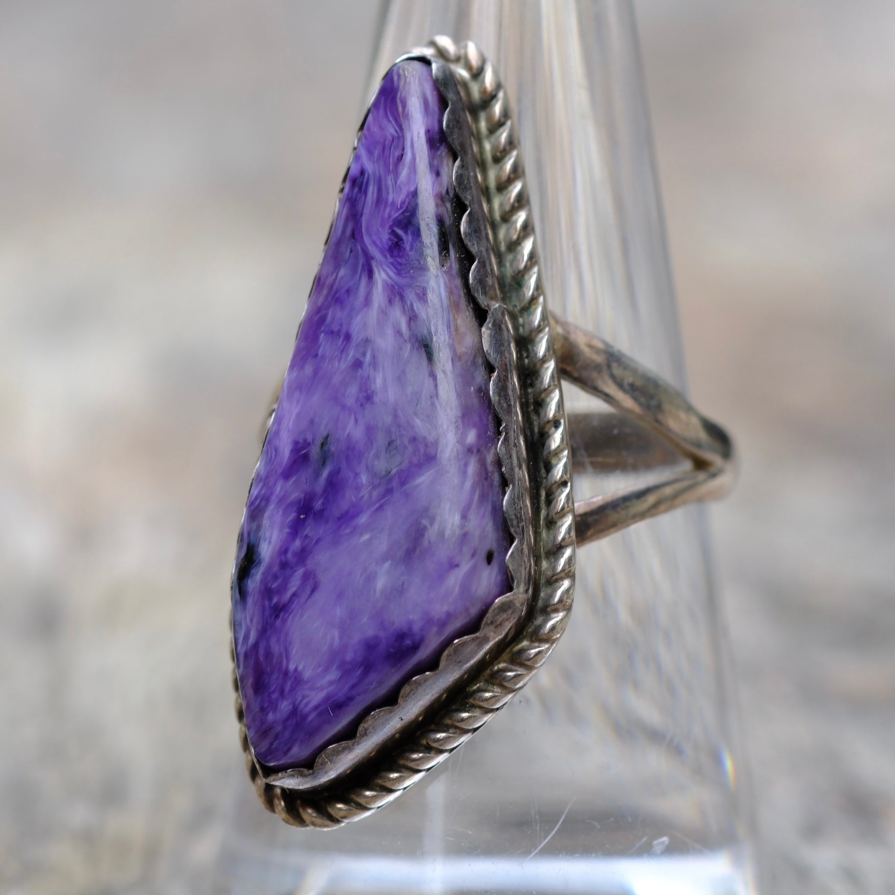 Vintage Sterling Charoite Roper Ring 8