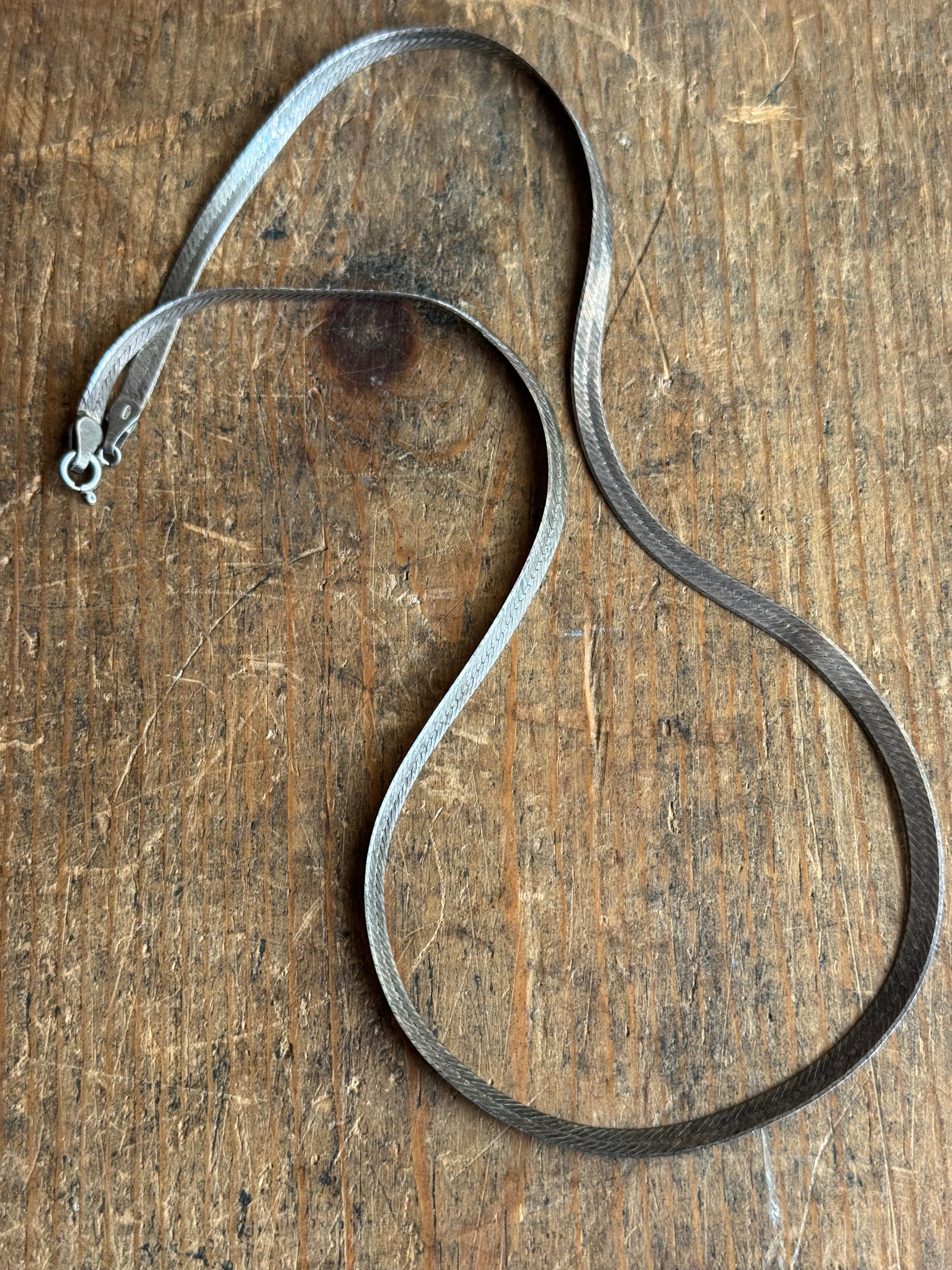 Vintage Sterling Silver 19.5” Herringbone Chain