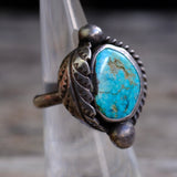 Vintage Sterling Turquoise Feather Ring 5.25