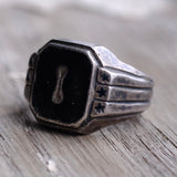 Vintage Sterling I Initial Signet Ring 9.25