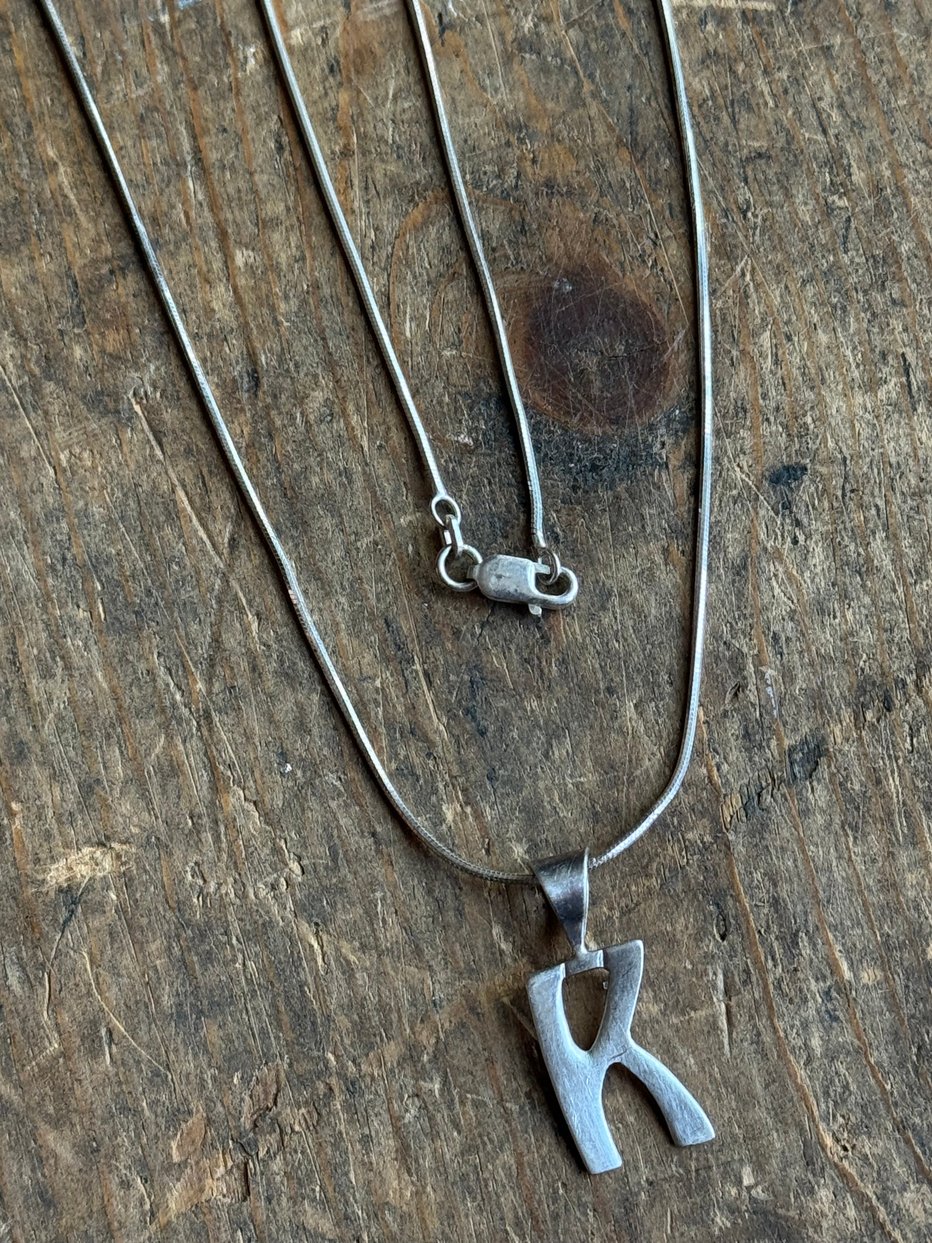 Vintage Sterling Silver ‘K’ Initial Necklace