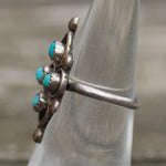 Vintage Sterling Turquoise Cluster Ring 5.25