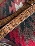 Vintage Hand Tooled Brown Leather Sun Stamped Belt
