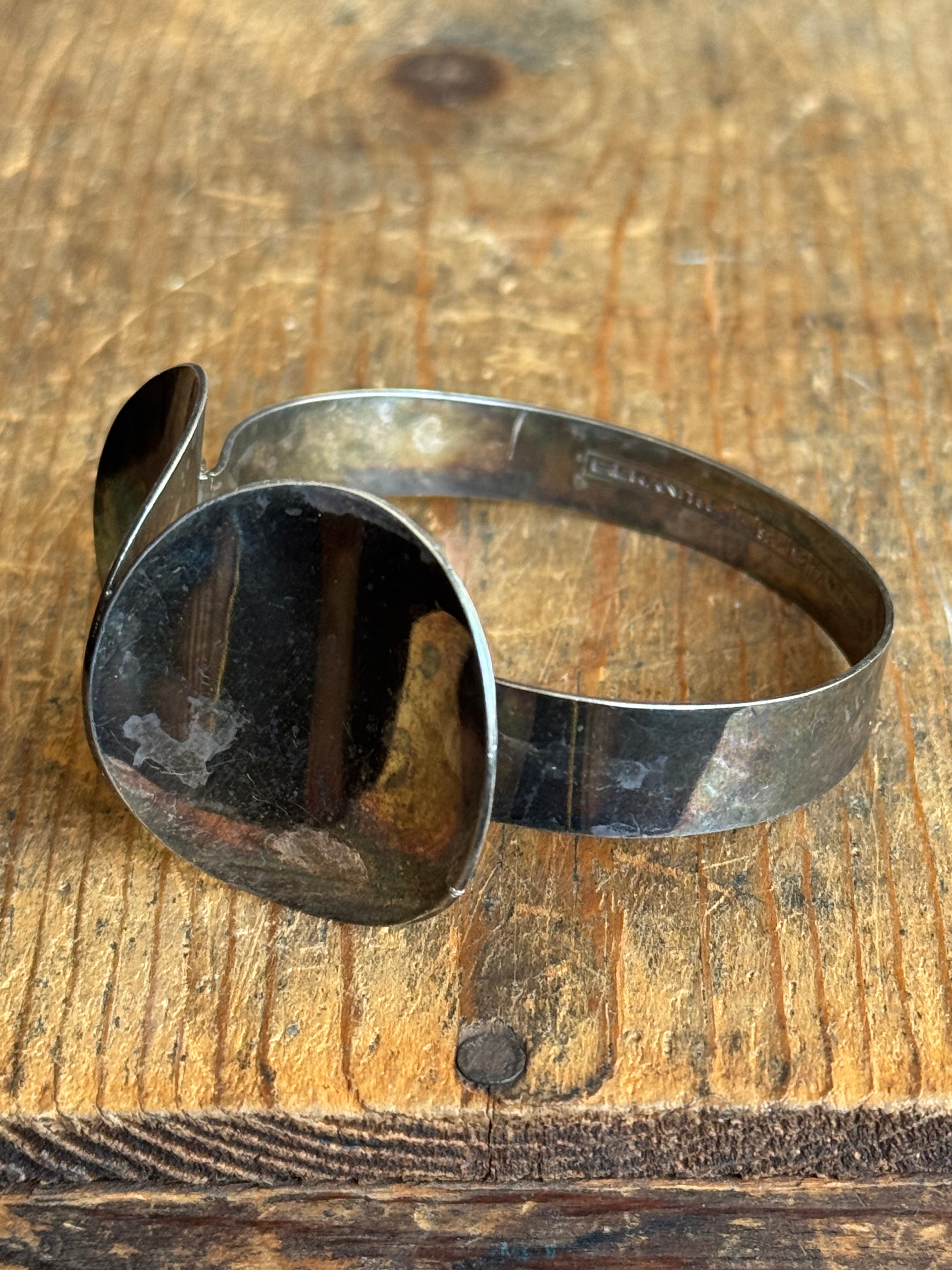 Vintage Sterling Silver Modernist Circle Bracelet E. GRANIT &CO.