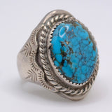 Vintage Sterling Turquoise Stamped Band Ring 10.5